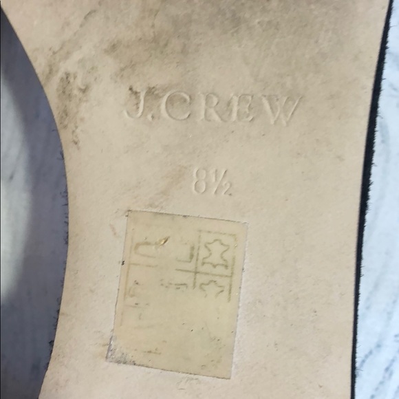 J. Crew Suede Fringe Bow D'Orsay Black Flats - Picture 7 of 7